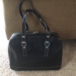 💝 Black Leather Zippered Tote- Franklin Covey